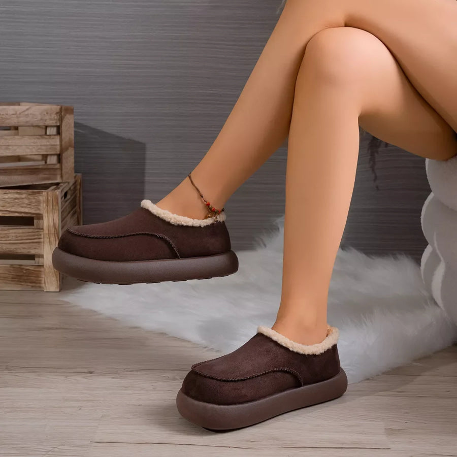 Round Toe Ankle Boots Coffee Brown / 35 Apparel and Accessories