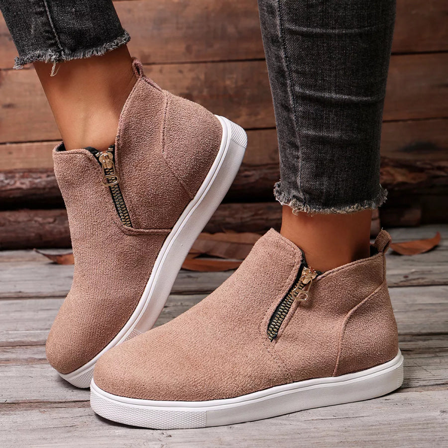 Round Toe Ankle Boots Pink / 36 Apparel and Accessories