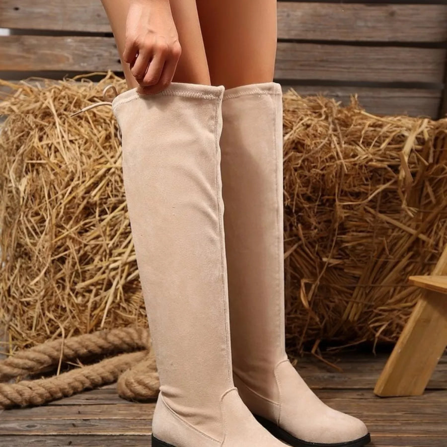 Round Toe Block Heel Boots Apparel and Accessories