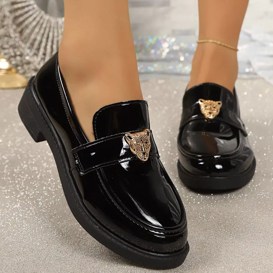 Round Toe Block Heel Loafers Apparel and Accessories