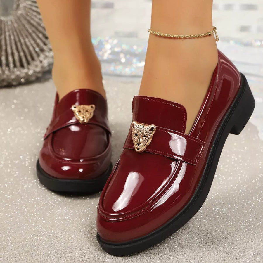 Round Toe Block Heel Loafers Apparel and Accessories
