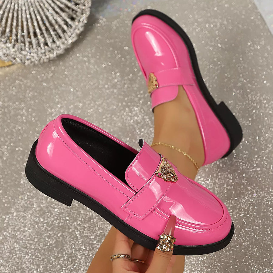 Round Toe Block Heel Loafers Apparel and Accessories