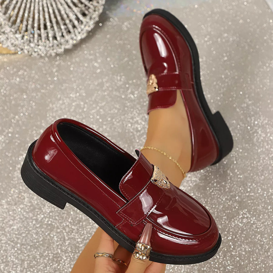 Round Toe Block Heel Loafers Apparel and Accessories