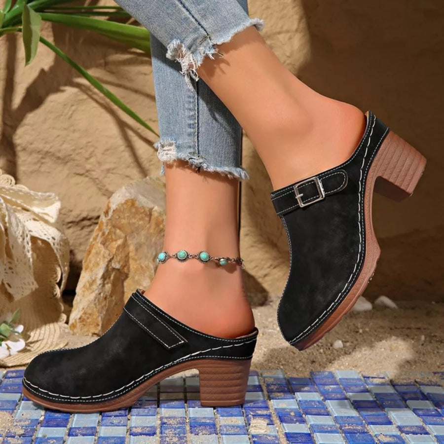 Round Toe Block Heel Sandals Apparel and Accessories