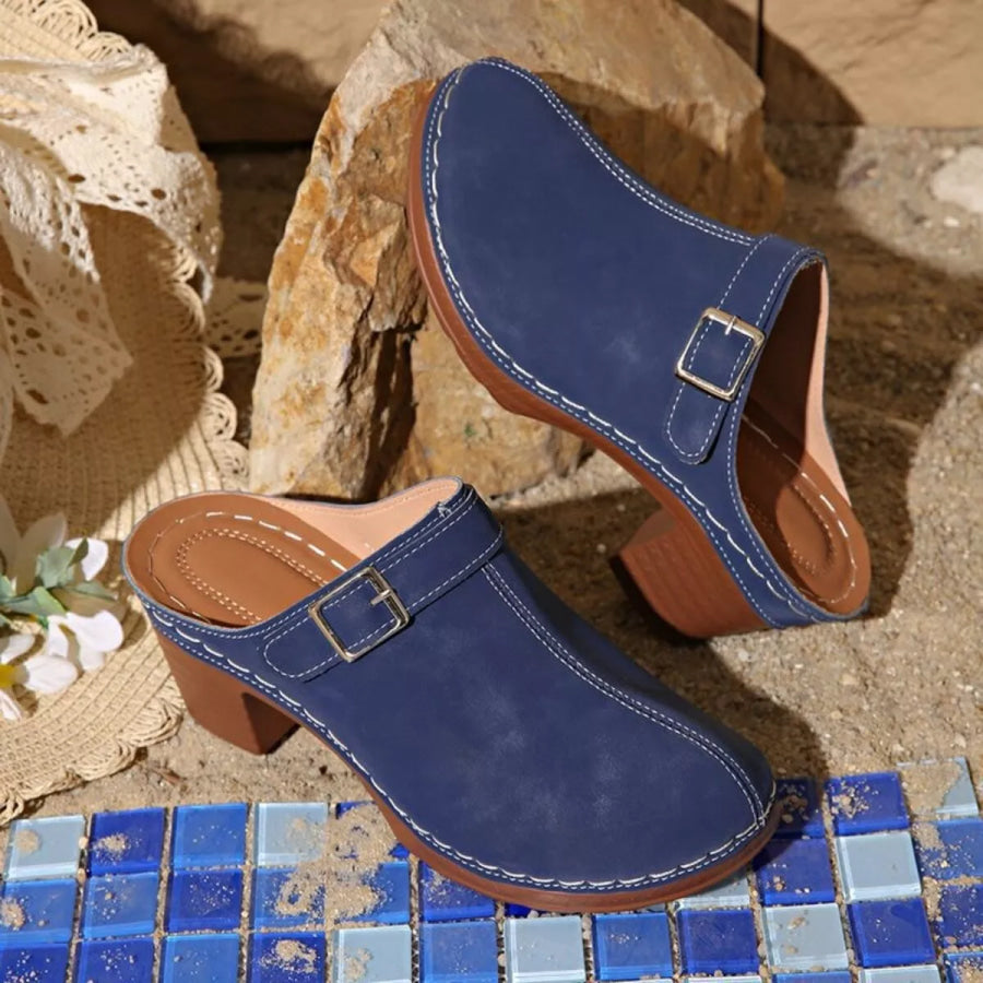Round Toe Block Heel Sandals Apparel and Accessories