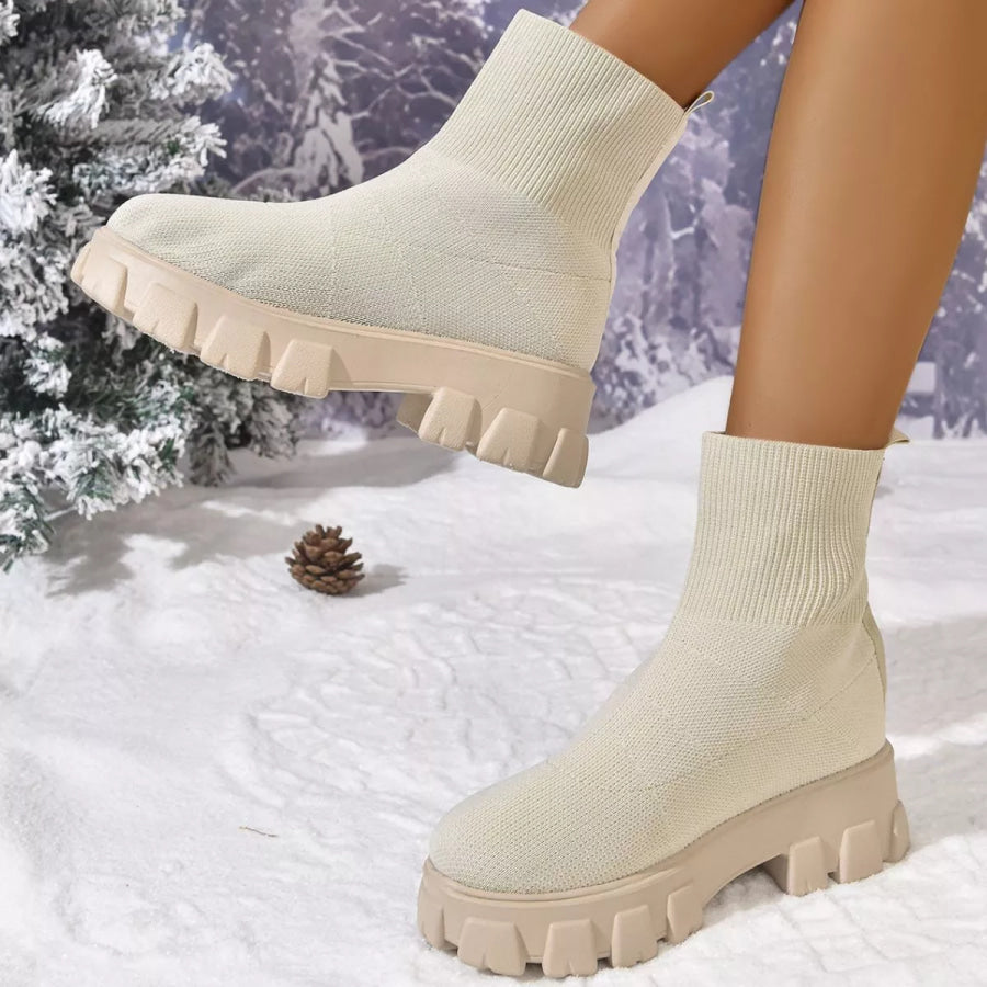Round Toe Block Heels Boots Apparel and Accessories