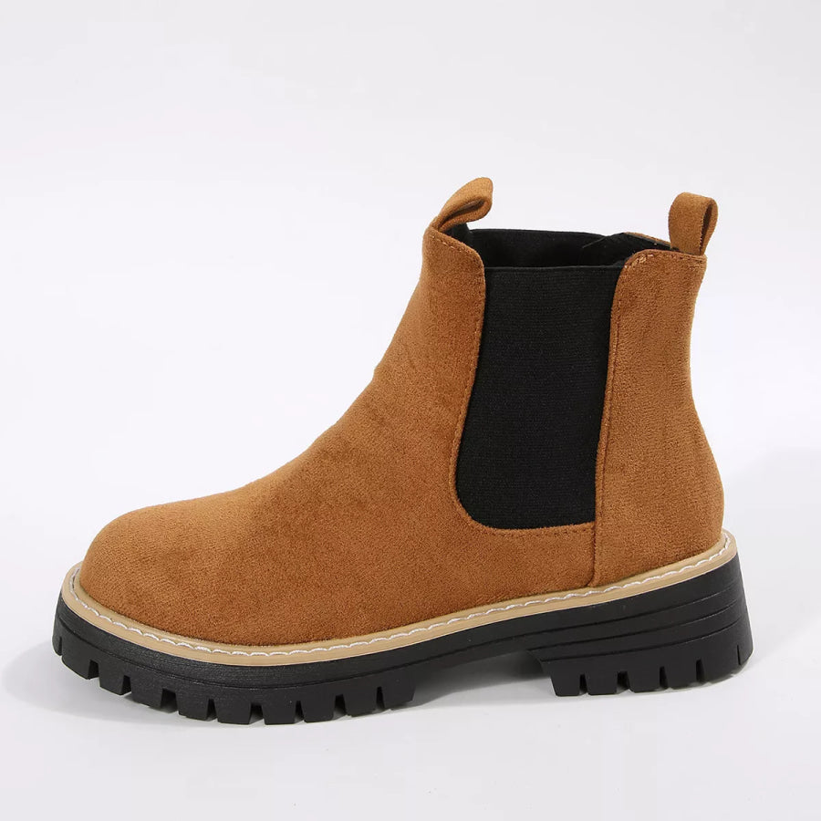 Round Toe Block Heels Boots Apparel and Accessories