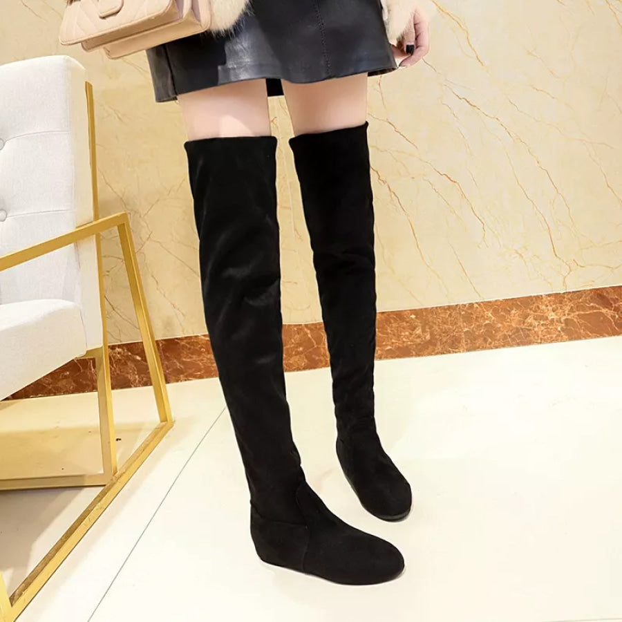 Round Toe Block Heels Boots Apparel and Accessories