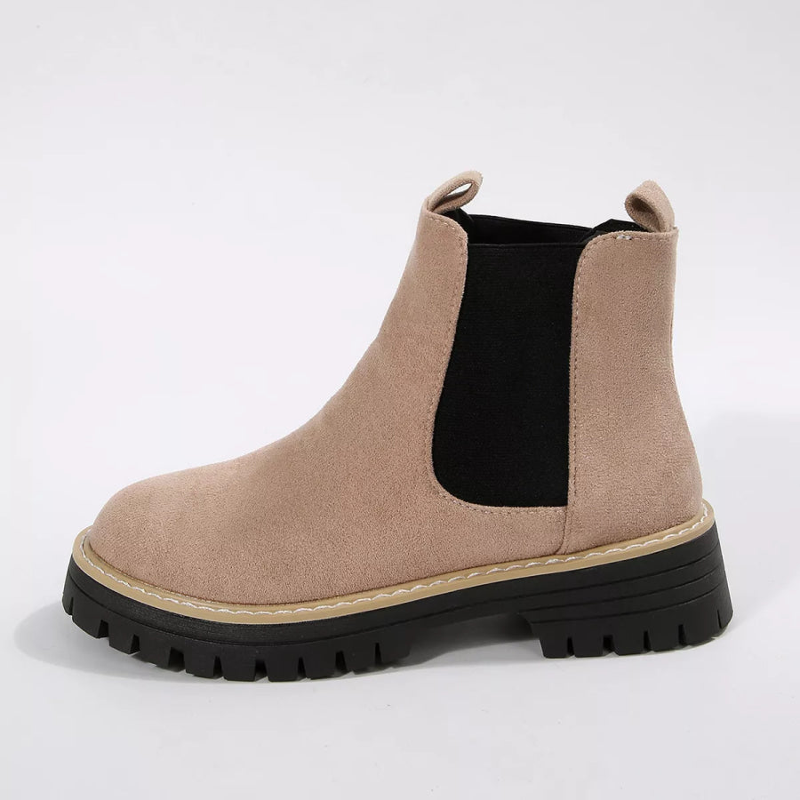 Round Toe Block Heels Boots Apparel and Accessories