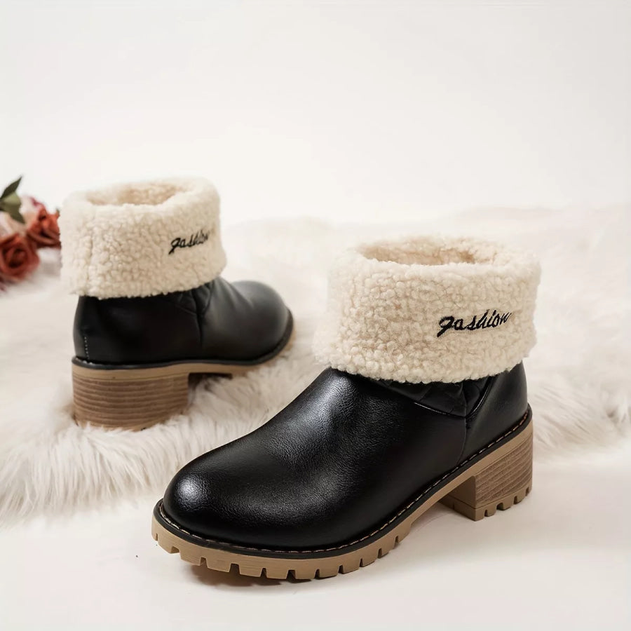 Round Toe Block Heels Boots Apparel and Accessories