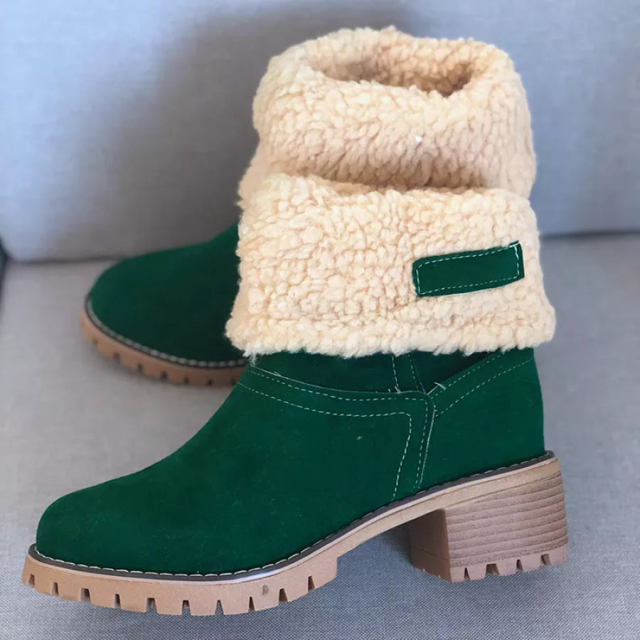 Round Toe Block Heels Boots Apparel and Accessories