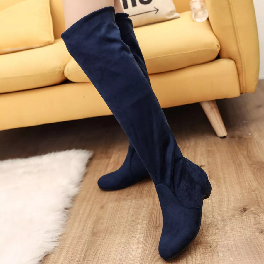Round Toe Block Heels Boots Apparel and Accessories