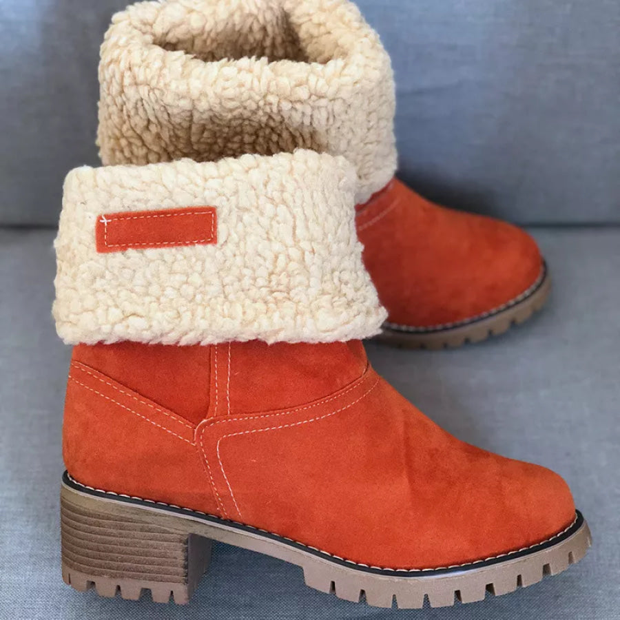 Round Toe Block Heels Boots Apparel and Accessories