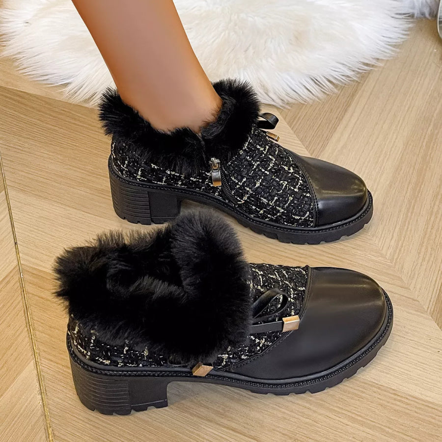 Round Toe Block Heels Boots Apparel and Accessories