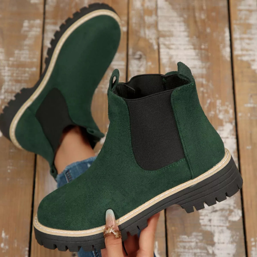 Round Toe Block Heels Boots Apparel and Accessories