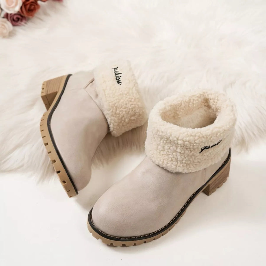 Round Toe Block Heels Boots Apparel and Accessories