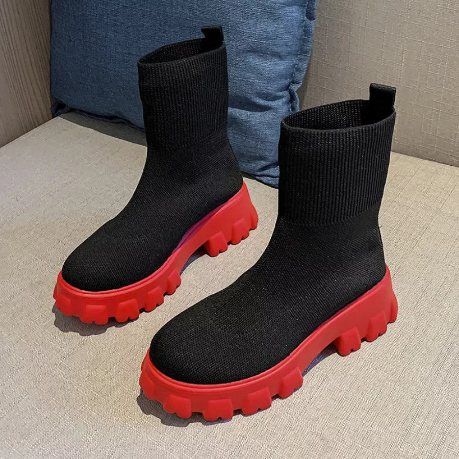 Round Toe Block Heels Boots Apparel and Accessories
