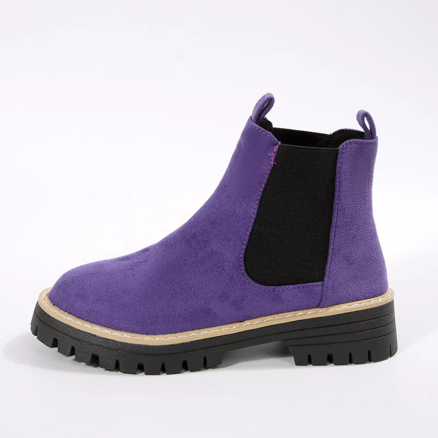 Round Toe Block Heels Boots Apparel and Accessories