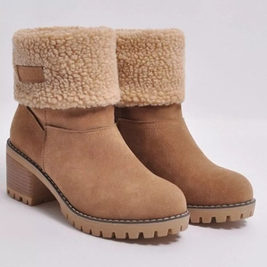 Round Toe Block Heels Boots Apparel and Accessories