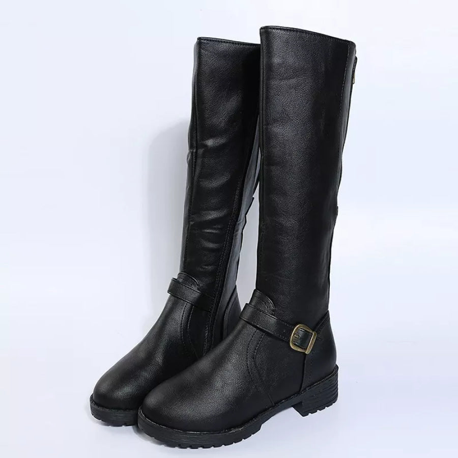 Round Toe Block Heels Boots Apparel and Accessories