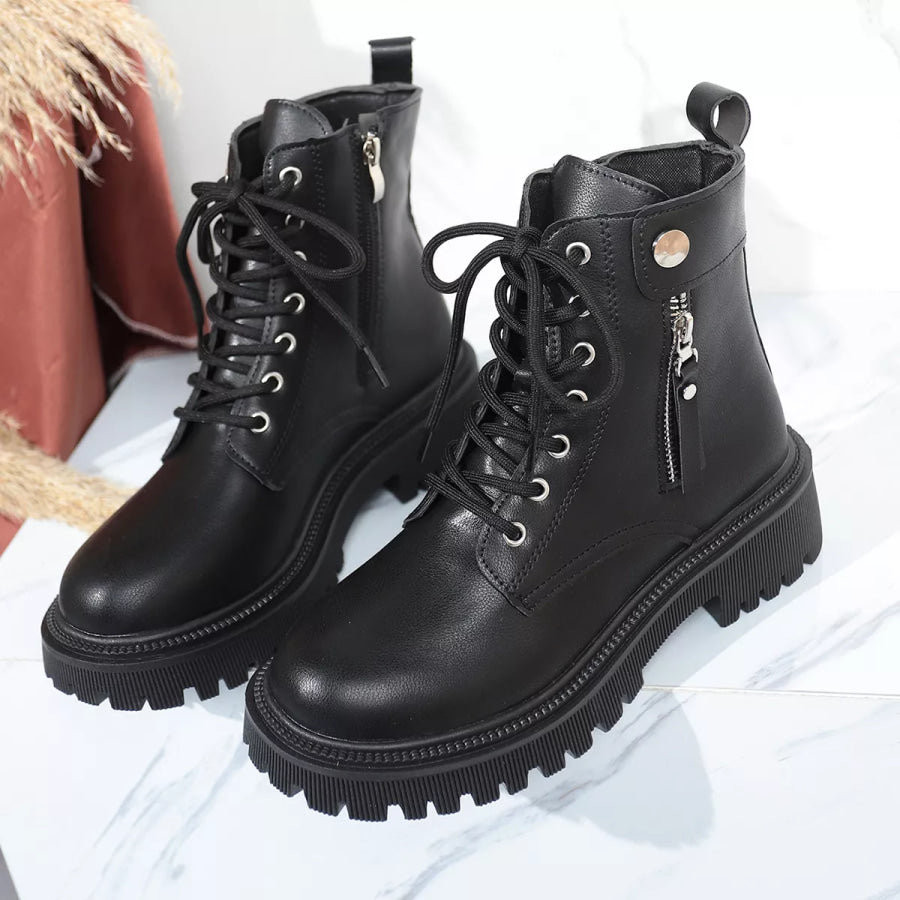 Round Toe Block Heels Boots Apparel and Accessories