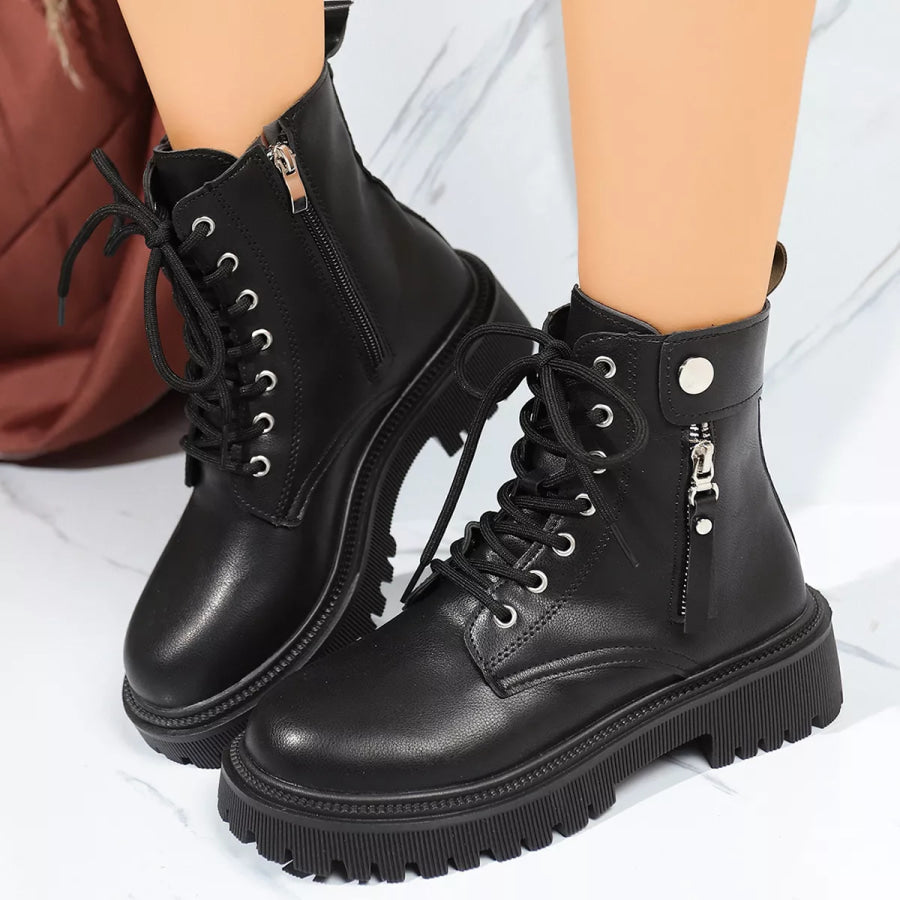 Round Toe Block Heels Boots Apparel and Accessories