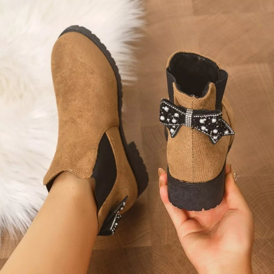Round Toe Block Heels Boots Apparel and Accessories