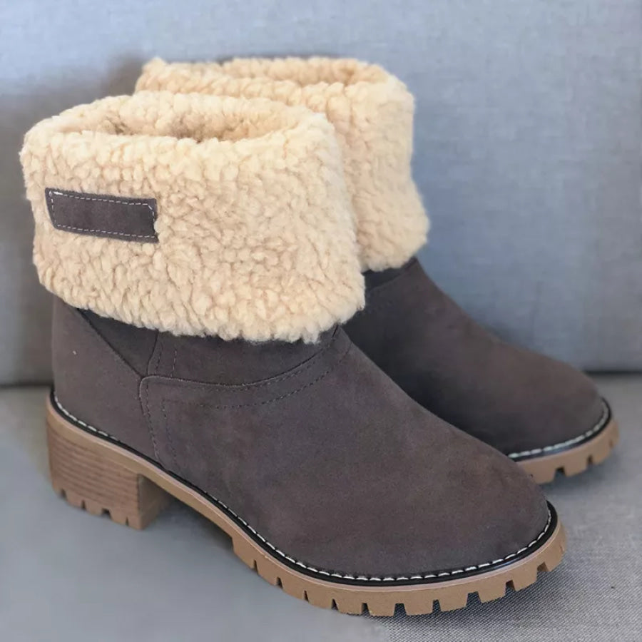 Round Toe Block Heels Boots Apparel and Accessories