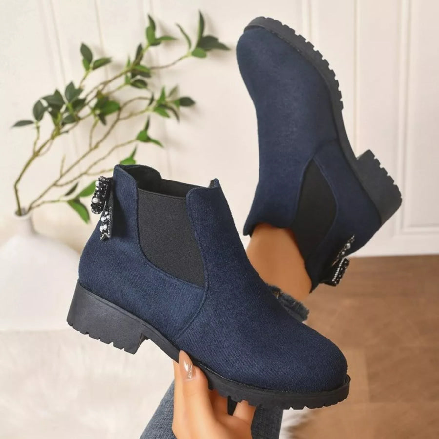 Round Toe Block Heels Boots Apparel and Accessories
