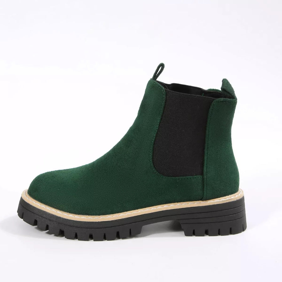 Round Toe Block Heels Boots Apparel and Accessories