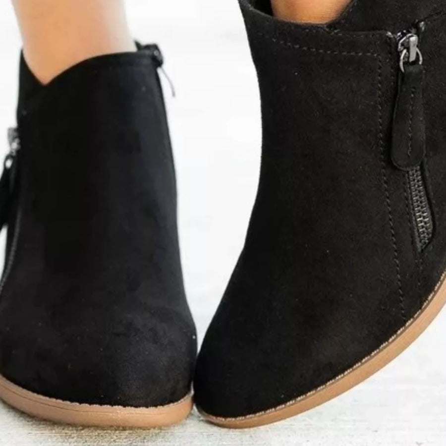 Round Toe Block Heels Boots Apparel and Accessories