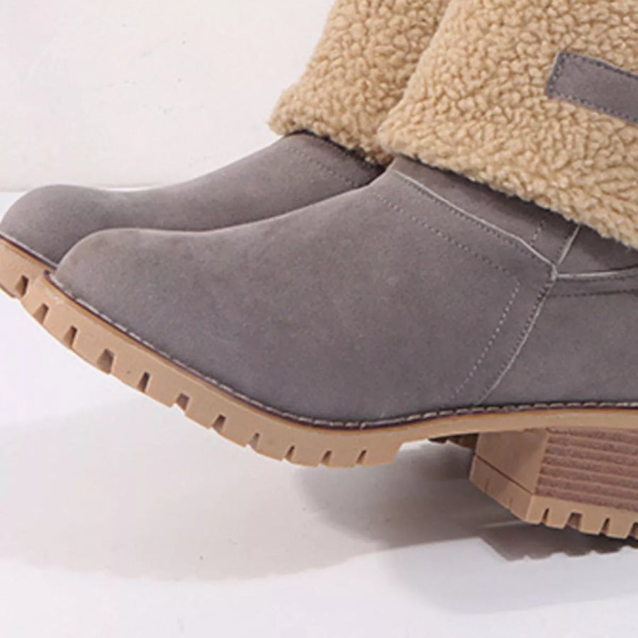 Round Toe Block Heels Boots Apparel and Accessories