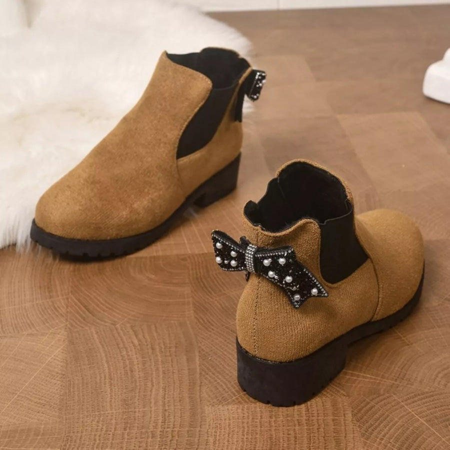 Round Toe Block Heels Boots Apparel and Accessories