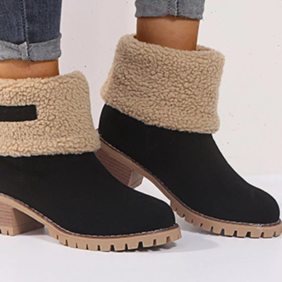 Round Toe Block Heels Boots Apparel and Accessories