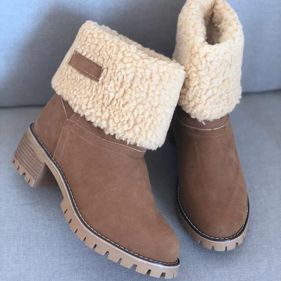 Round Toe Block Heels Boots Apparel and Accessories