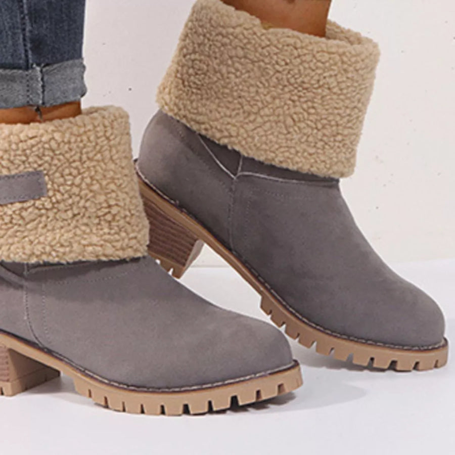 Round Toe Block Heels Boots Apparel and Accessories