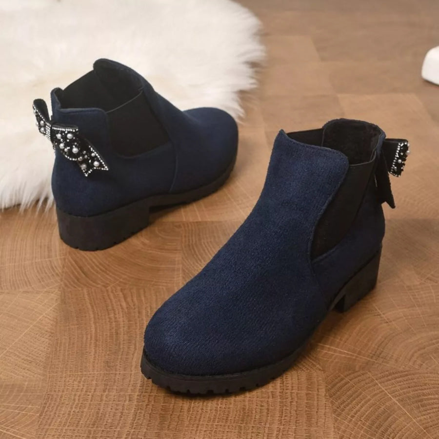 Round Toe Block Heels Boots Apparel and Accessories