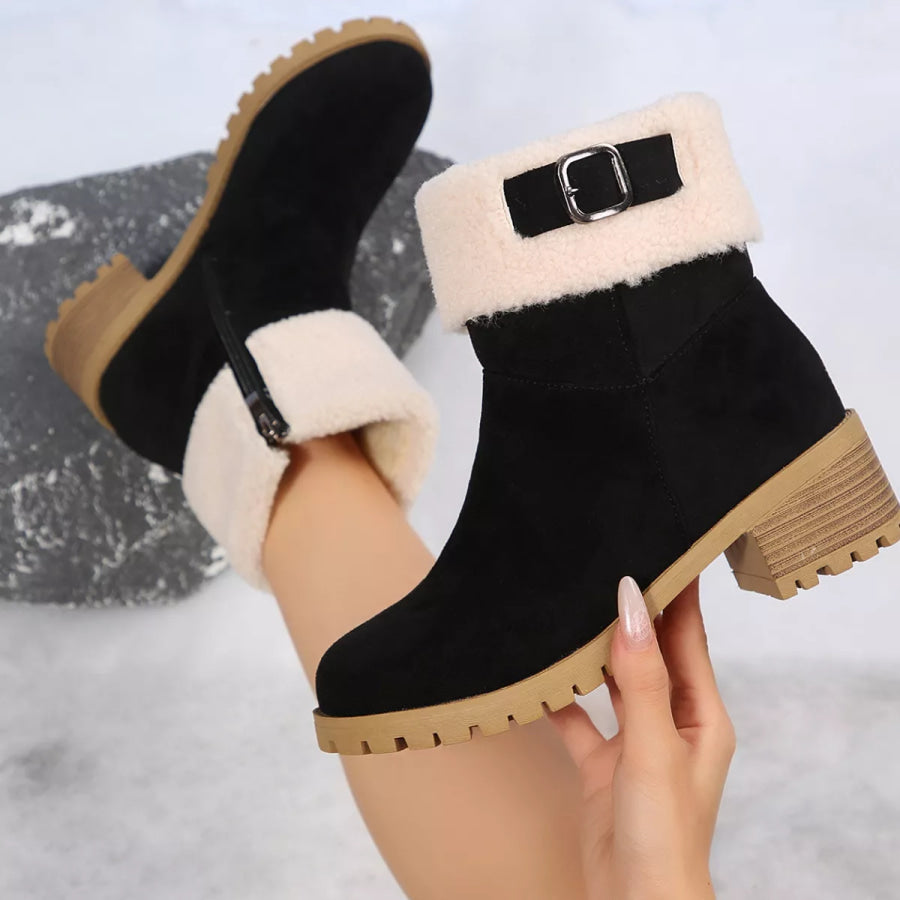 Round Toe Block Heels Boots Apparel and Accessories