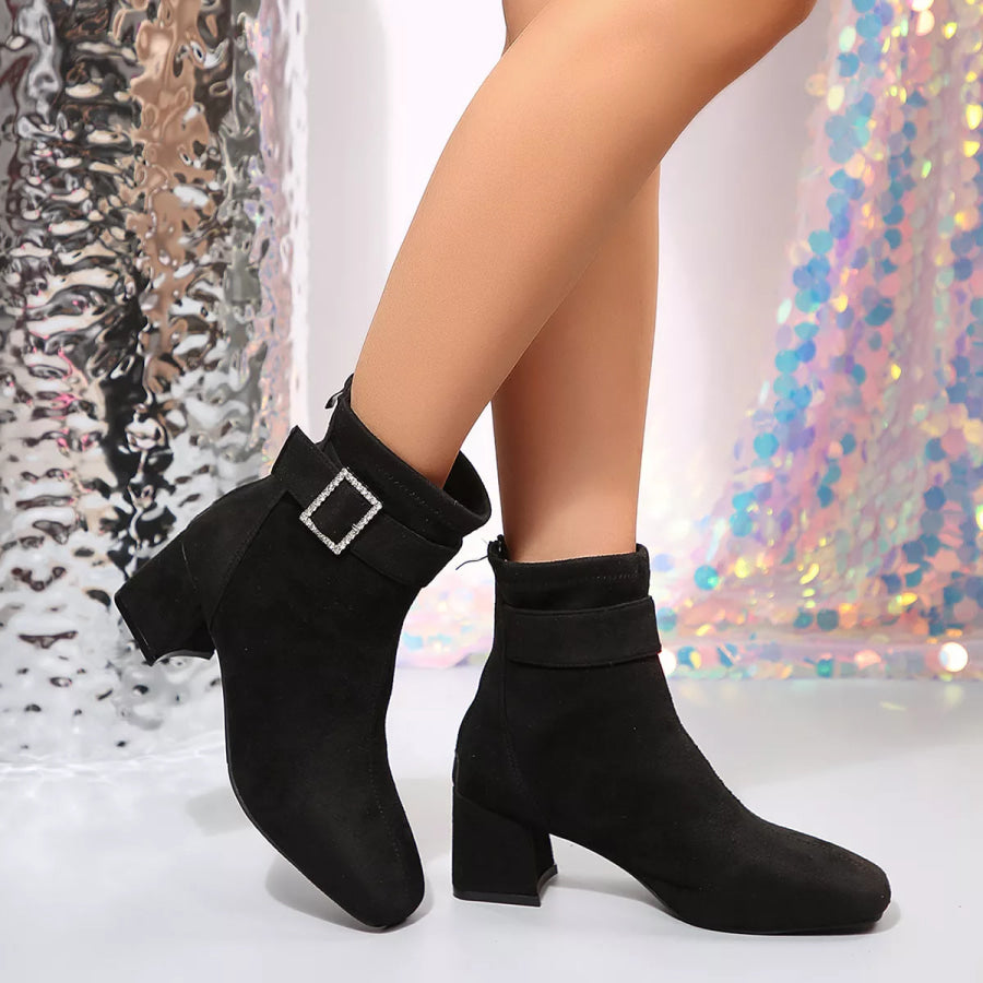 Round Toe Block Heels Boots Apparel and Accessories