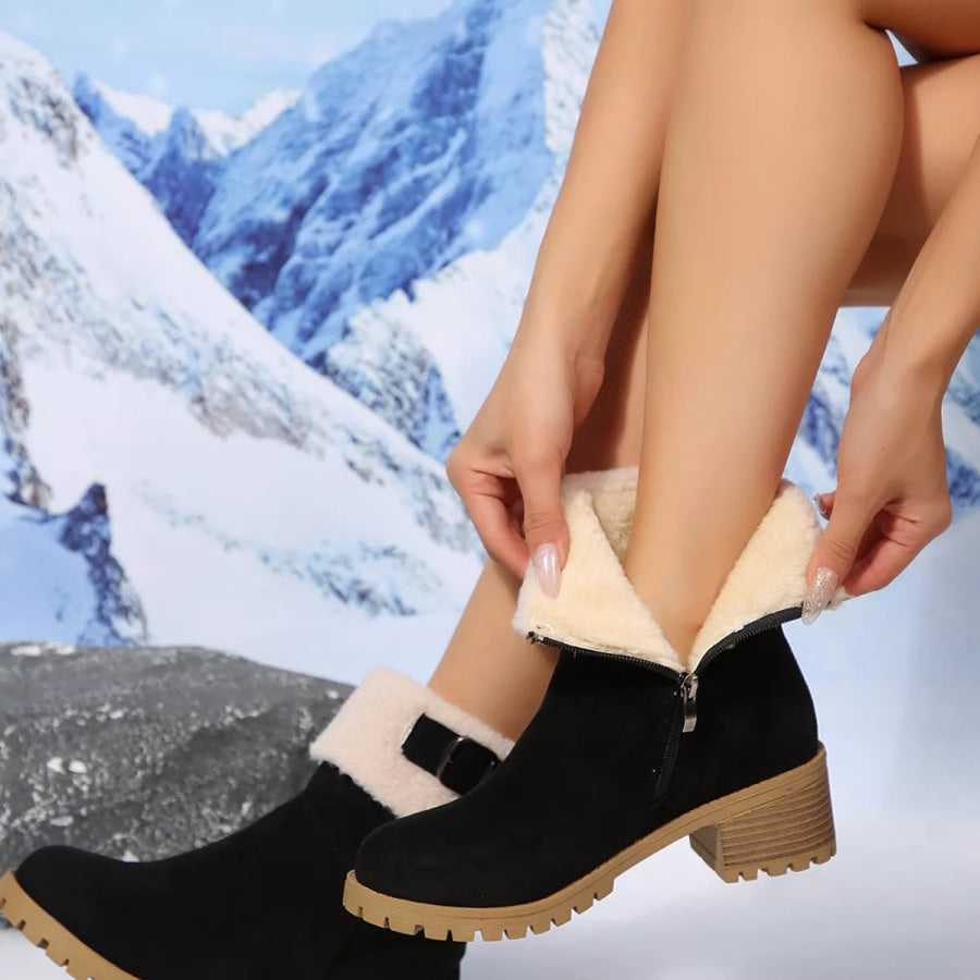 Round Toe Block Heels Boots Apparel and Accessories