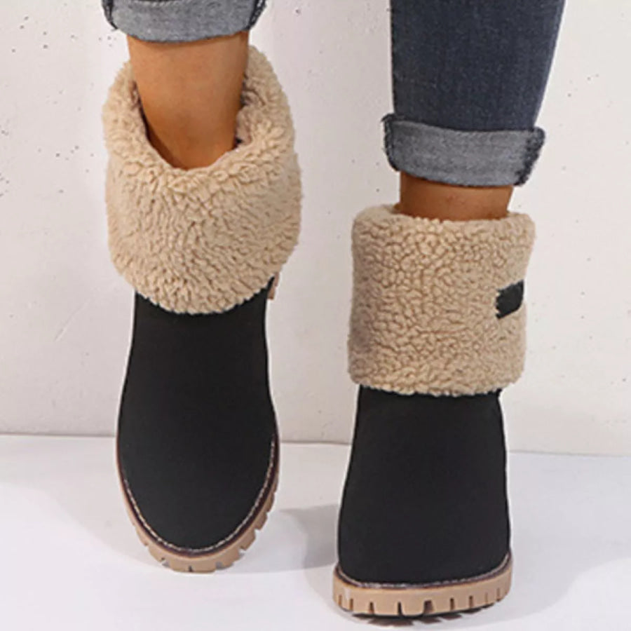 Round Toe Block Heels Boots Apparel and Accessories