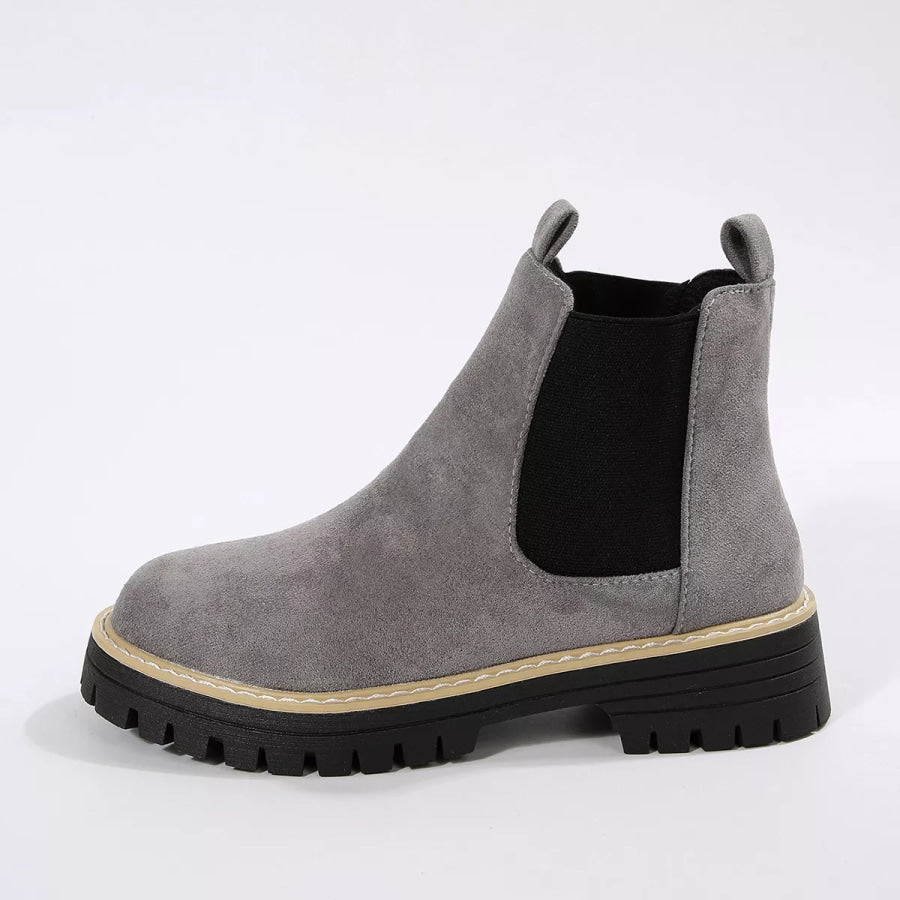Round Toe Block Heels Boots Apparel and Accessories