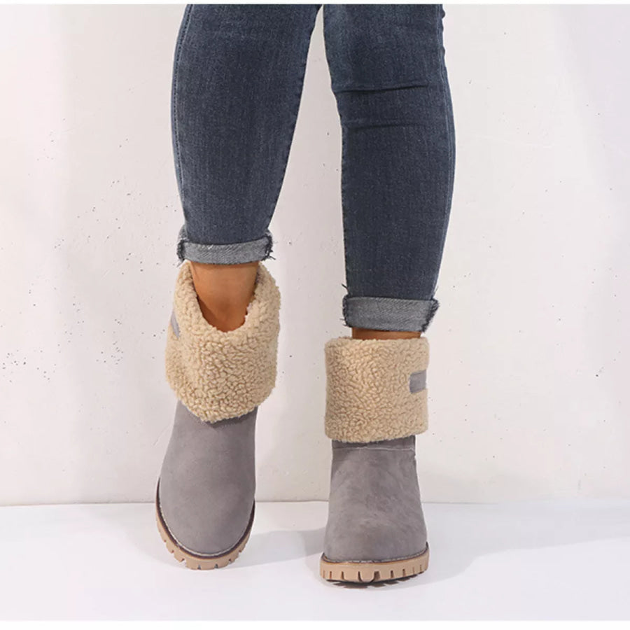 Round Toe Block Heels Boots Apparel and Accessories