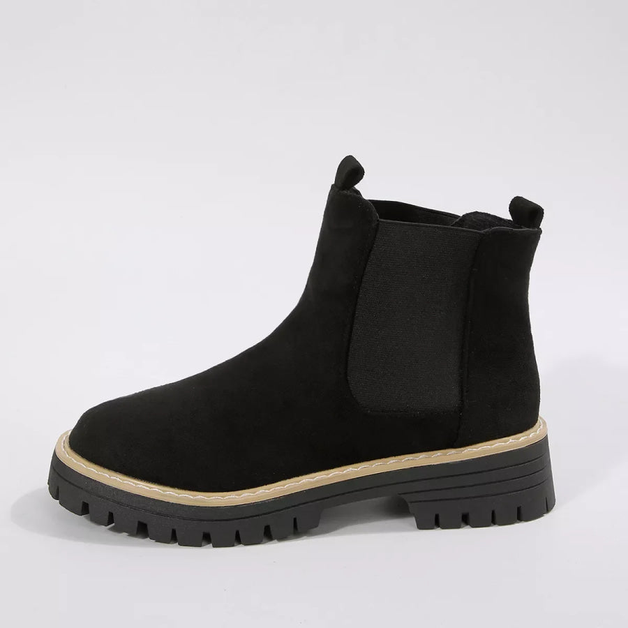 Round Toe Block Heels Boots Apparel and Accessories