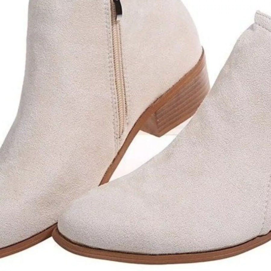 Round Toe Block Heels Boots Apparel and Accessories
