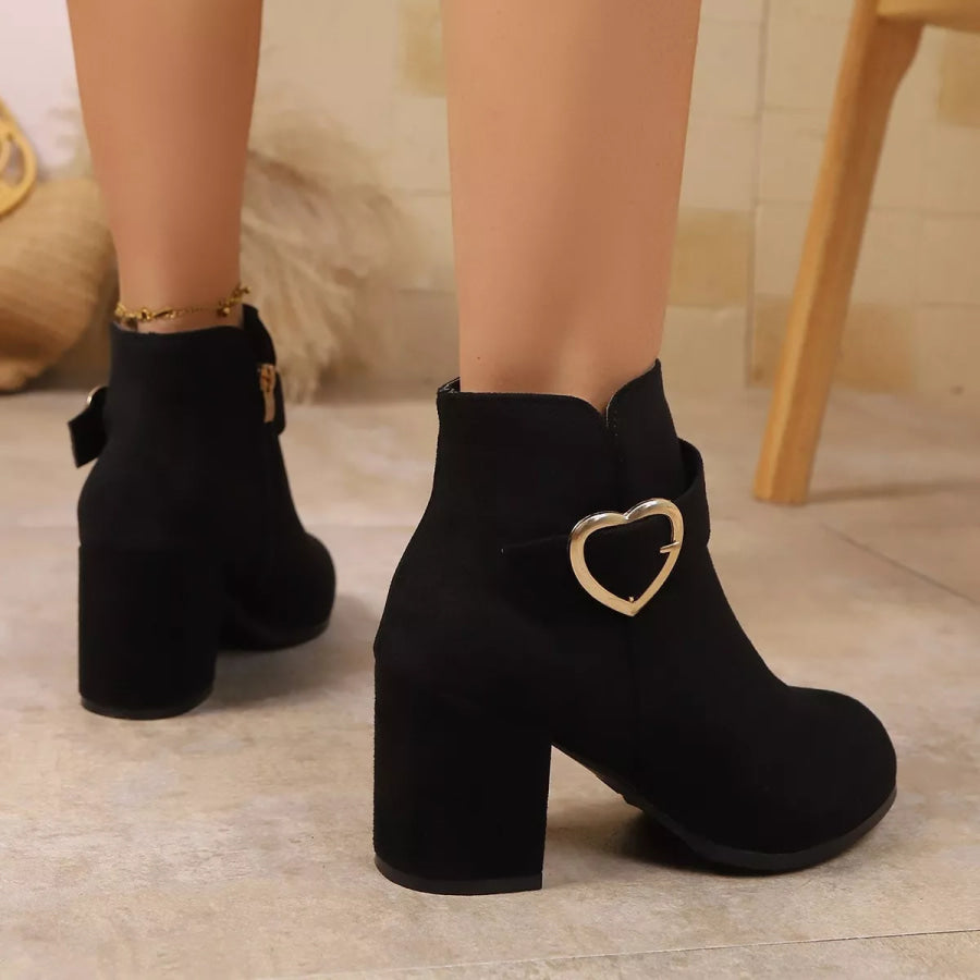 Round Toe Block Heels Boots Apparel and Accessories