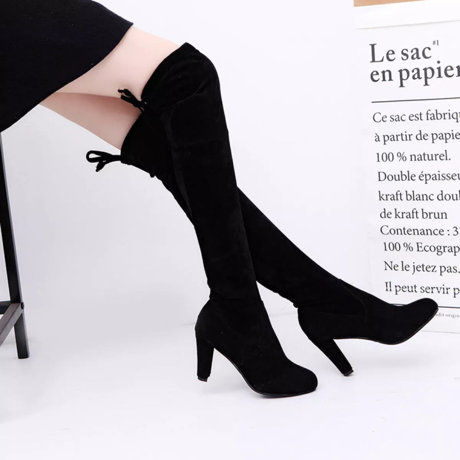 Round Toe Block Heels Boots Apparel and Accessories