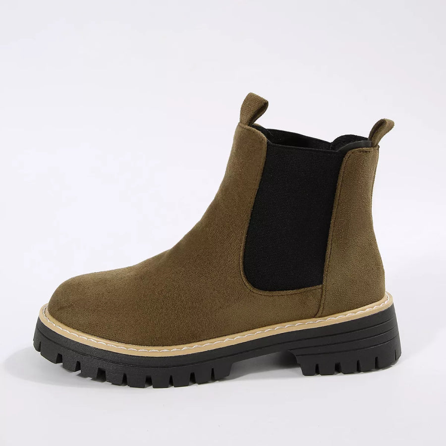 Round Toe Block Heels Boots Apparel and Accessories