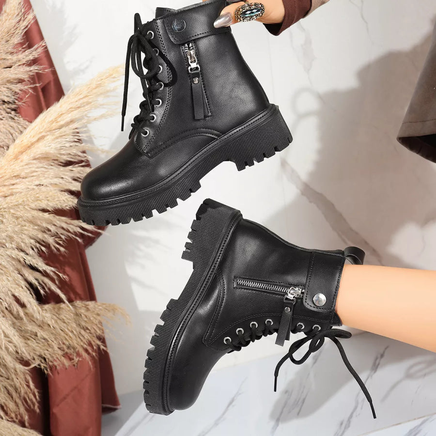 Round Toe Block Heels Boots Apparel and Accessories