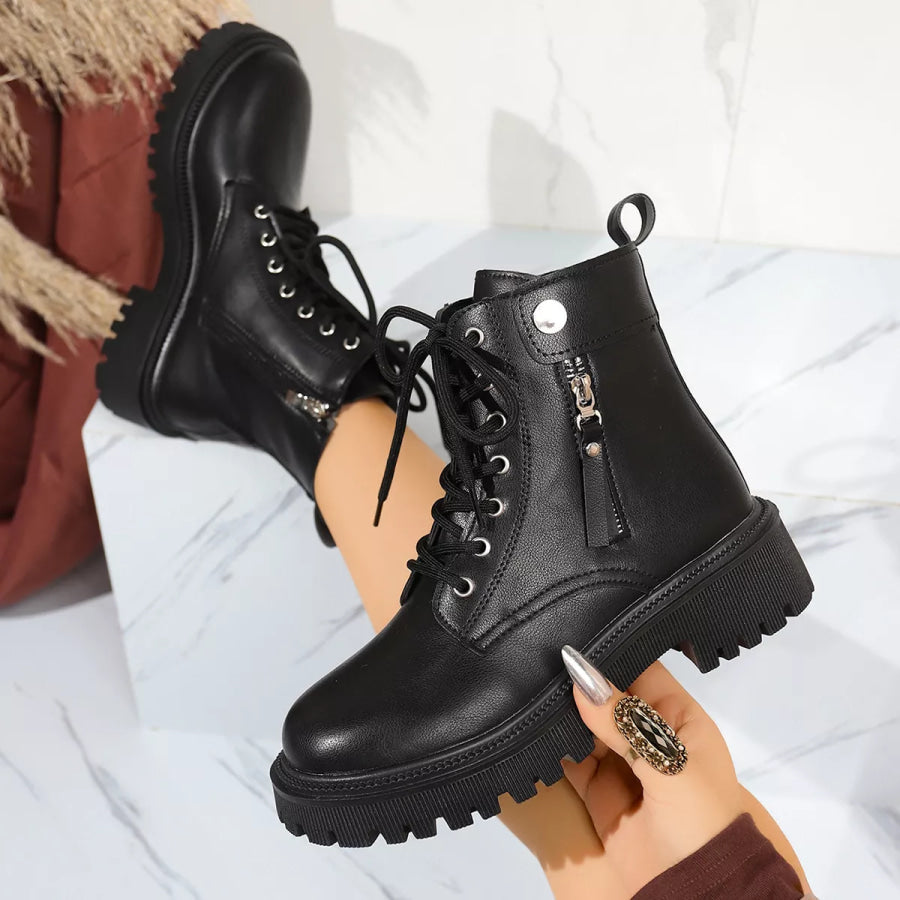 Round Toe Block Heels Boots Apparel and Accessories